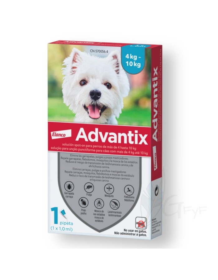 Pipette antiparasitaire unidose Advantix 4Kg-10kg Elanco