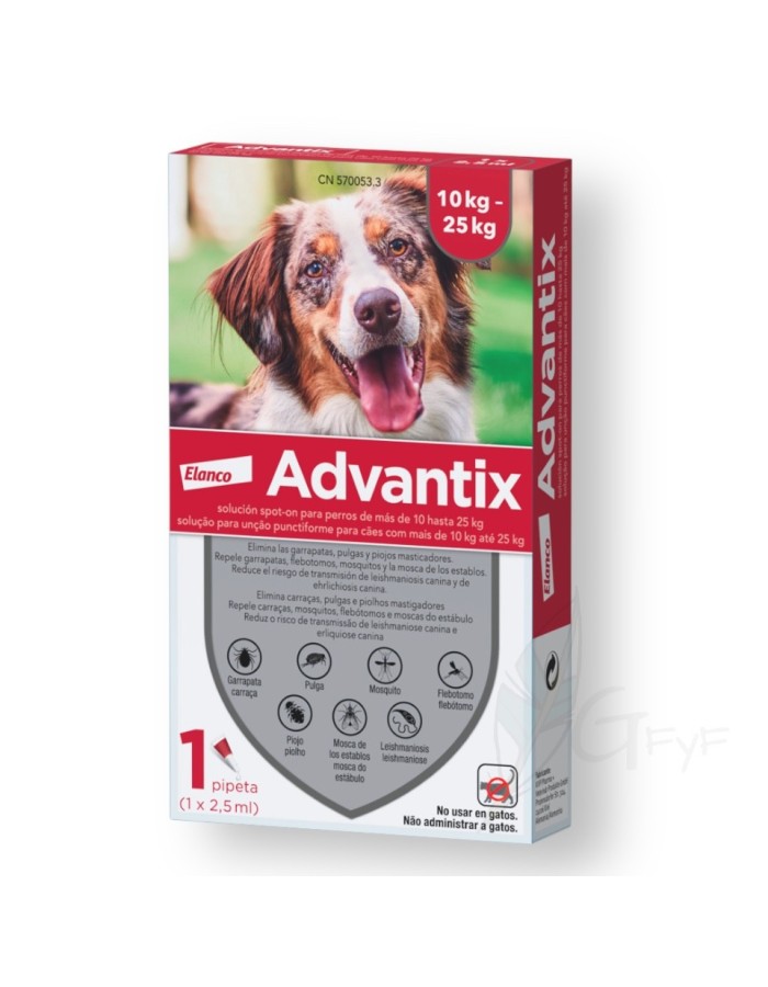 Pipeta antiparasitária de dose única Advantix 10Kg-25kg Elanco